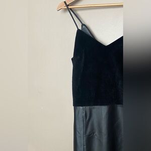 WHITE ASOS black leather dress with faux fur spaghetti straps NWOT sz 4 party